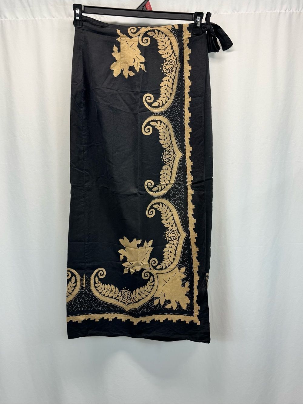Black Maxi Wrap Silk Skirt 28" S Boho Vtg Romantic Dark Academia Preppy - Picture 2 of 7